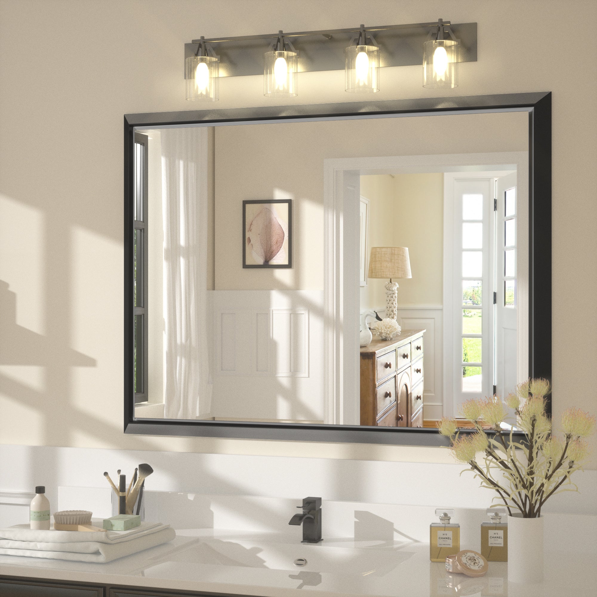 40 x 30 Rectangle Beveled Frame Modern Industrial Bathroom Vanity