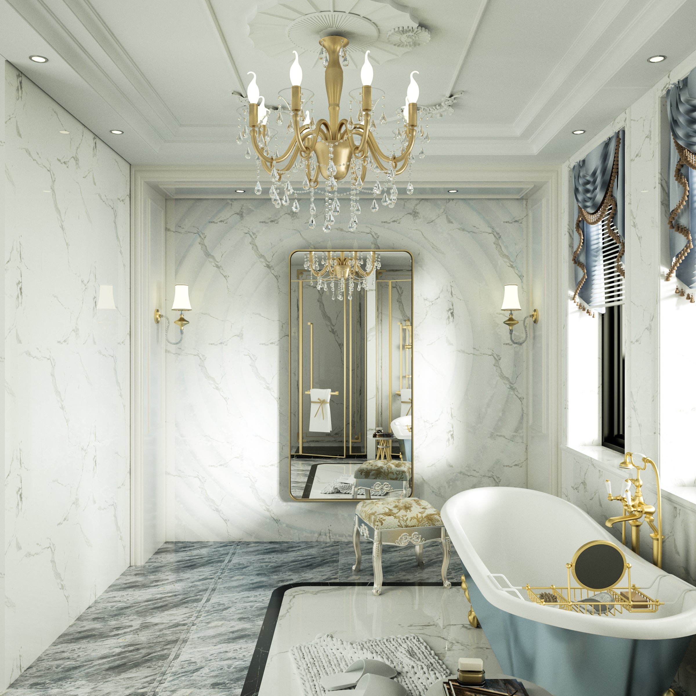 60 x 30 Inch Large Elongated Modern Frame Bathroom Decorative Mirrors