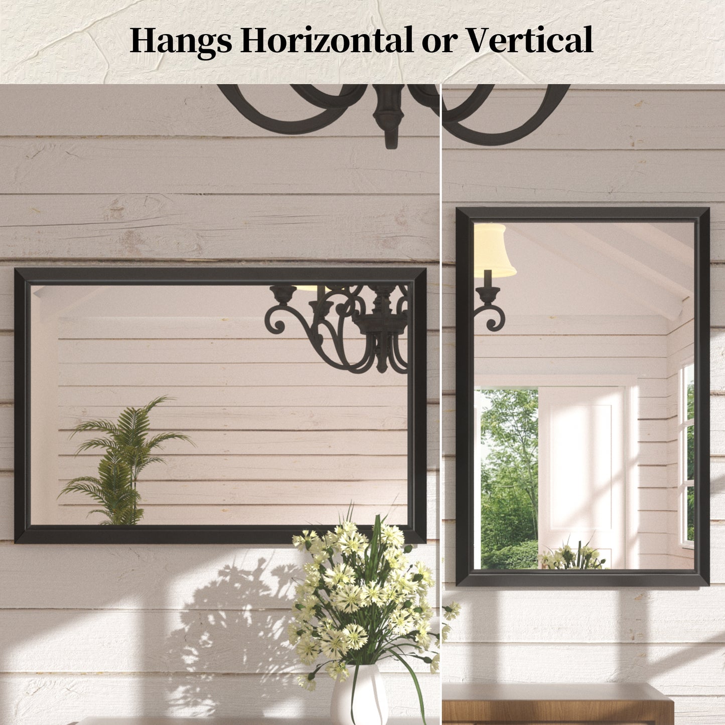 36 x 30 Inch | PILOCOS Farmhouse Vintage Rectangular Beveled Frame Bathroom Mirror for Wall