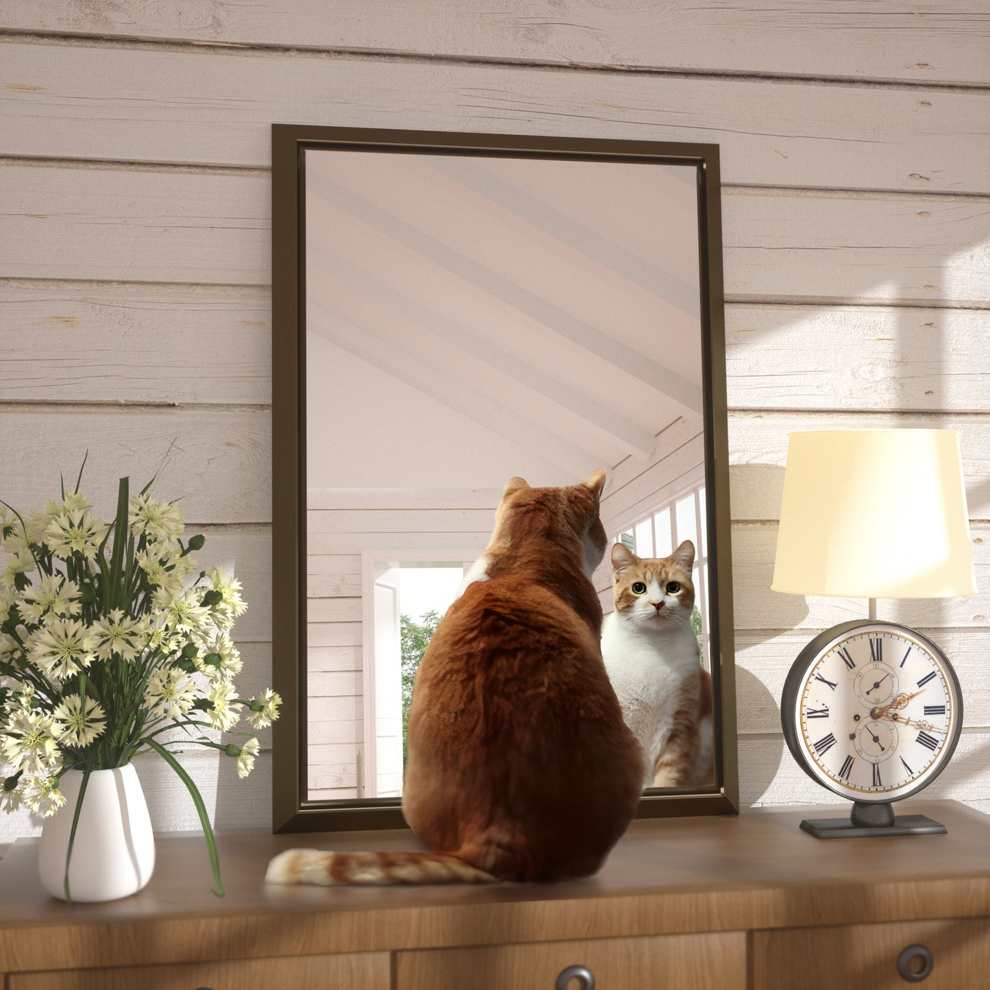 36 x 30 Inch | PILOCOS Farmhouse Vintage Rectangular Beveled Frame Bathroom Mirror for Wall