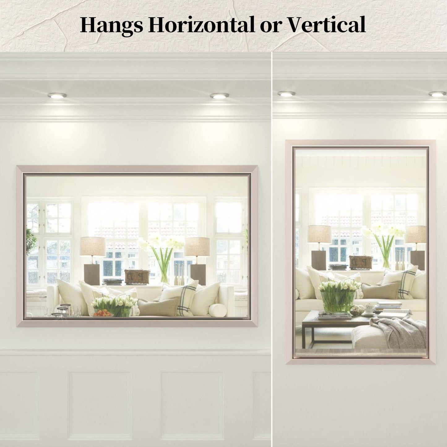 36 x 30 Inch | PILOCOS Farmhouse Vintage Rectangular Beveled Frame Bathroom Mirror for Wall