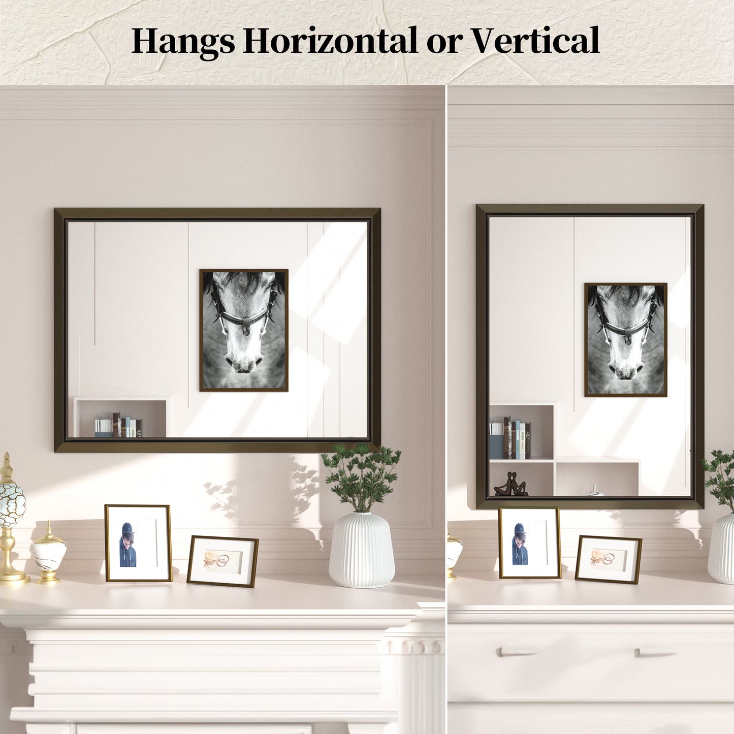 36 x 30 Inch | PILOCOS Farmhouse Vintage Rectangular Beveled Frame Bathroom Mirror for Wall