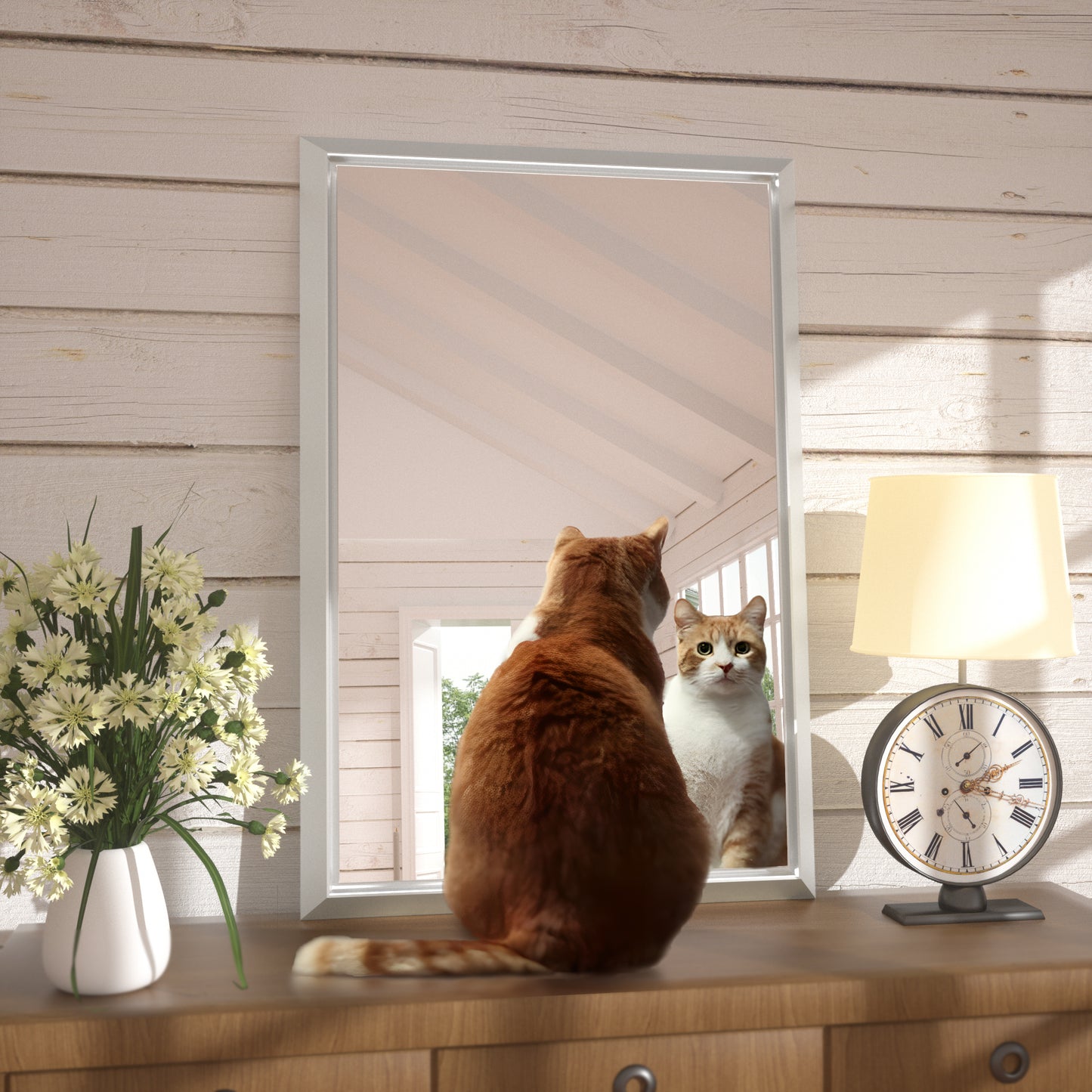 36 x 30 Inch | PILOCOS Farmhouse Vintage Rectangular Beveled Frame Bathroom Mirror for Wall