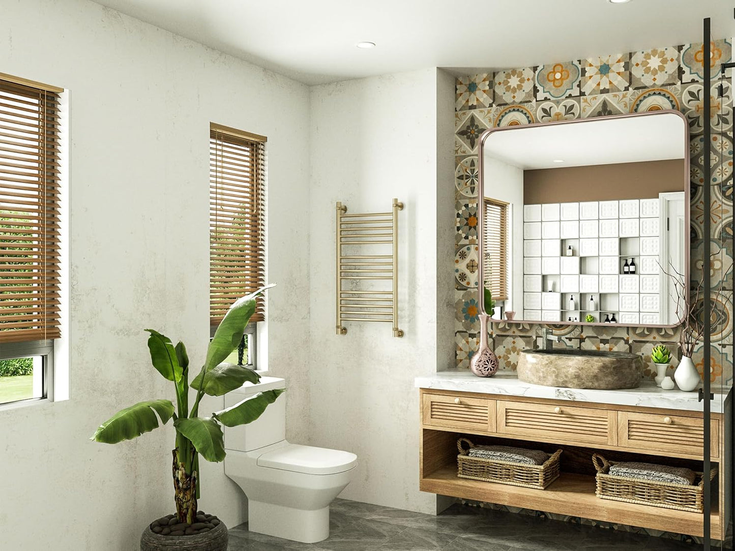 36" x 36" PILOCOS Modern Square Brushed Frame Decorative Mirror for Bedroom Vanity