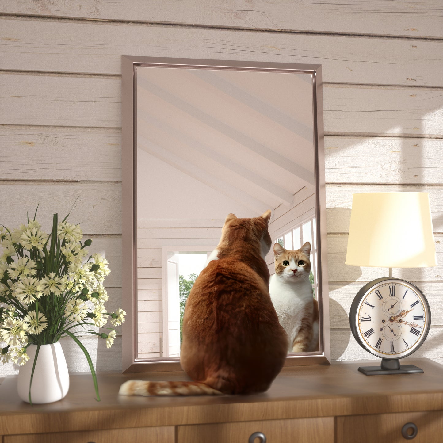 36 x 30 Inch | PILOCOS Farmhouse Vintage Rectangular Beveled Frame Bathroom Mirror for Wall