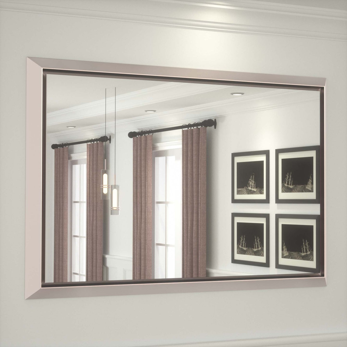 36 x 30 Inch | PILOCOS Farmhouse Vintage Rectangular Beveled Frame Bathroom Mirror for Wall