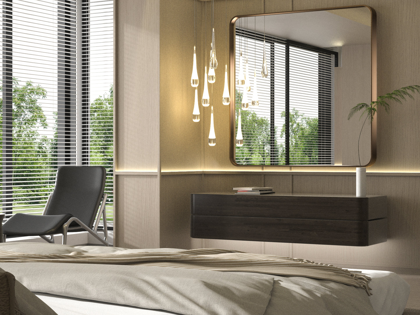 36" x 36" PILOCOS Modern Square Brushed Frame Decorative Mirror for Bedroom Vanity