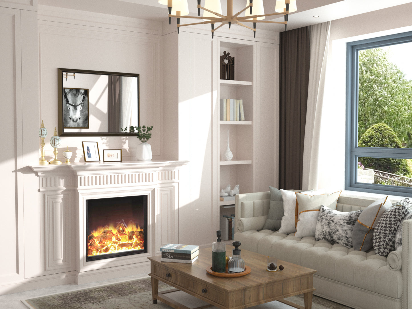 36 x 30 Inch | PILOCOS Farmhouse Vintage Rectangular Beveled Frame Bathroom Mirror for Wall