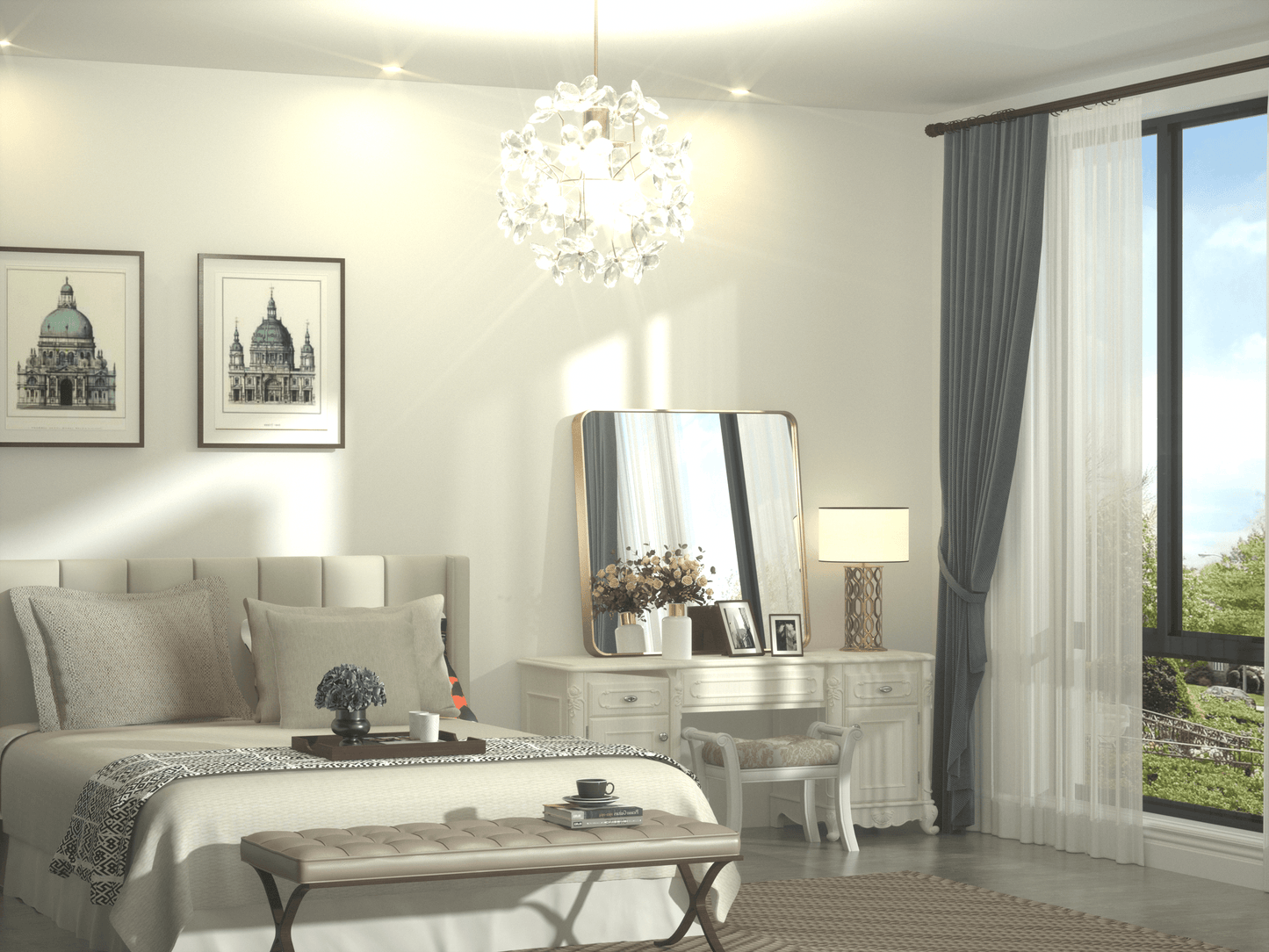 36" x 36" PILOCOS Modern Square Brushed Frame Decorative Mirror for Bedroom Vanity