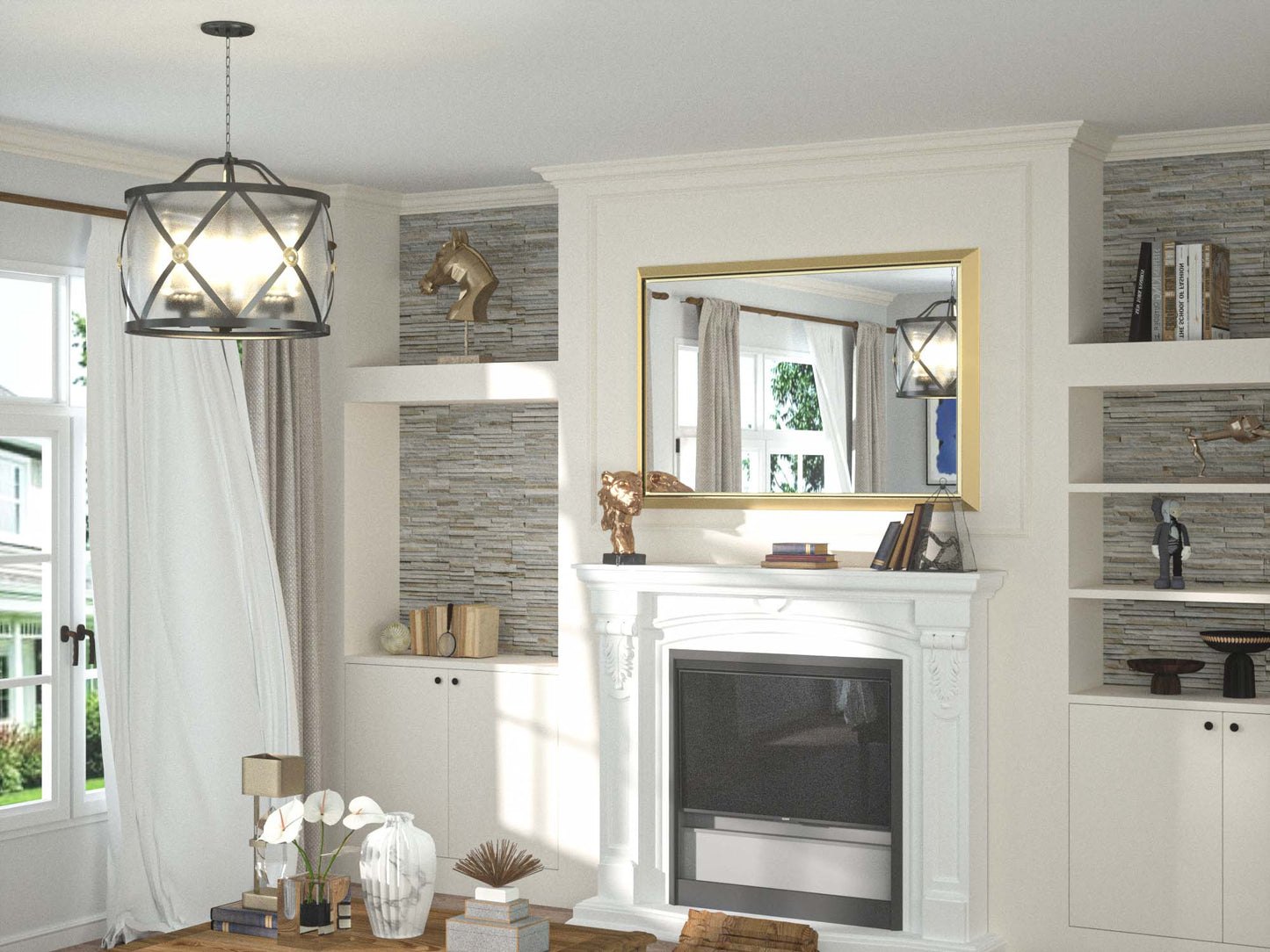 36 x 30 Inch | PILOCOS Farmhouse Vintage Rectangular Beveled Frame Bathroom Mirror for Wall