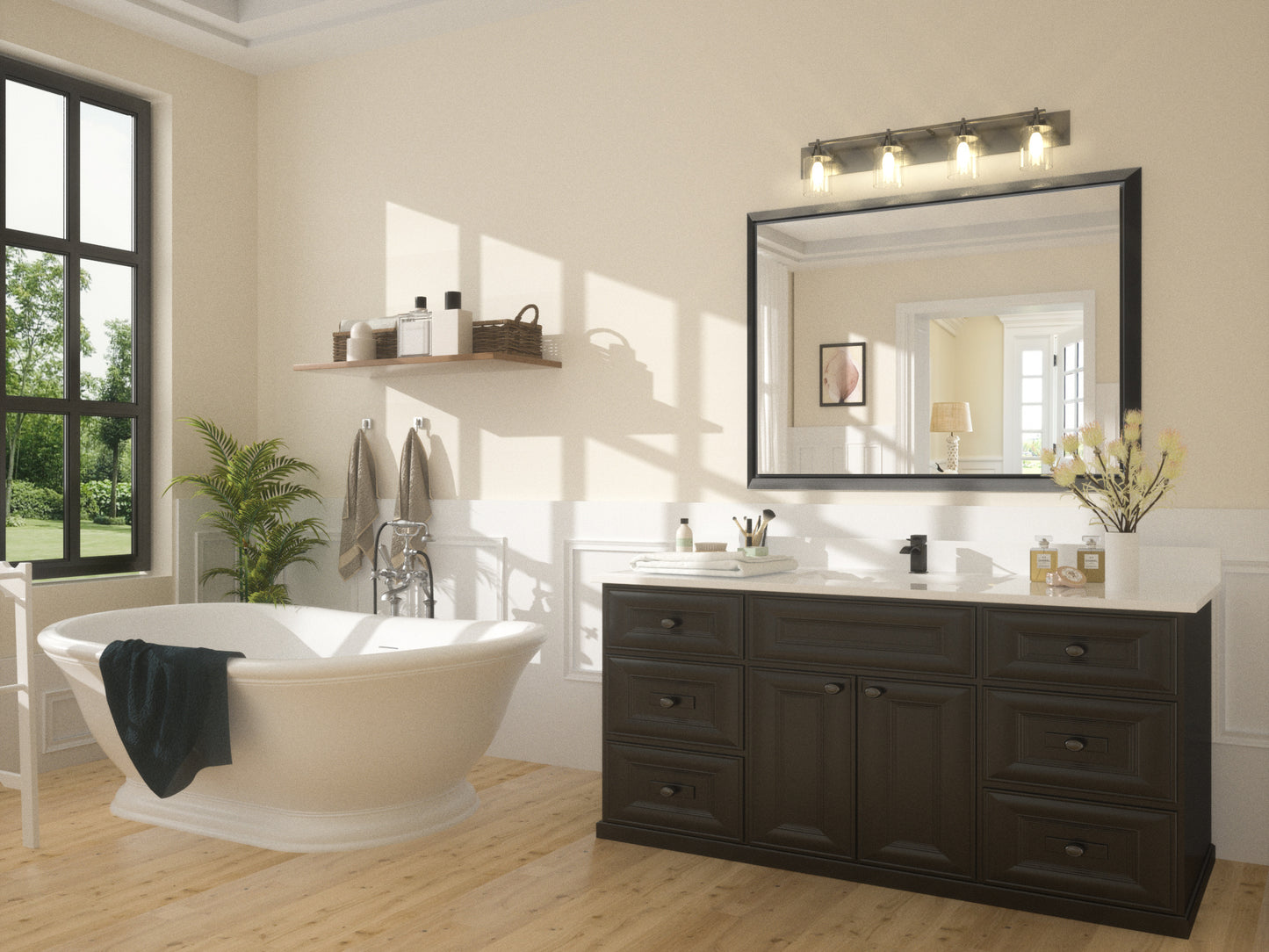 
                  
                    40 x 30 Inch | PILOCOS Modern Rustic Rectangular Beveled Frame Bathroom Vanity Mirror
                  
                