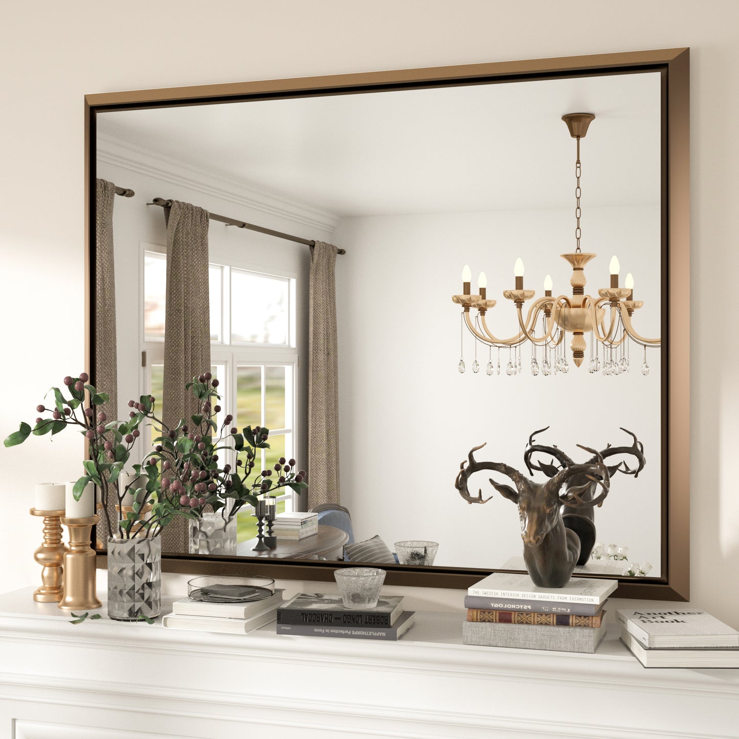 
                  
                    40 x 30 Inch | PILOCOS Modern Rustic Rectangular Beveled Frame Bathroom Vanity Mirror
                  
                