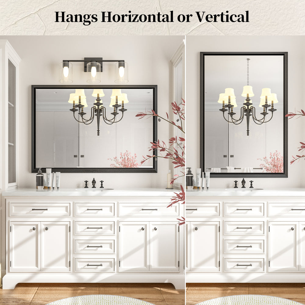 
                  
                    40 x 30 Inch | PILOCOS Modern Rustic Rectangular Beveled Frame Bathroom Vanity Mirror
                  
                
