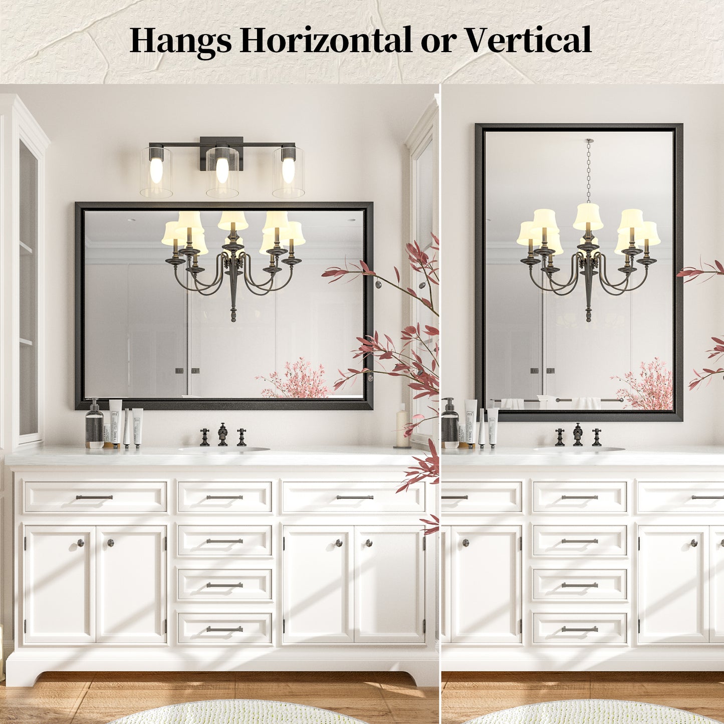 
                  
                    40 x 30 Inch | PILOCOS Modern Rustic Rectangular Beveled Frame Bathroom Vanity Mirror
                  
                