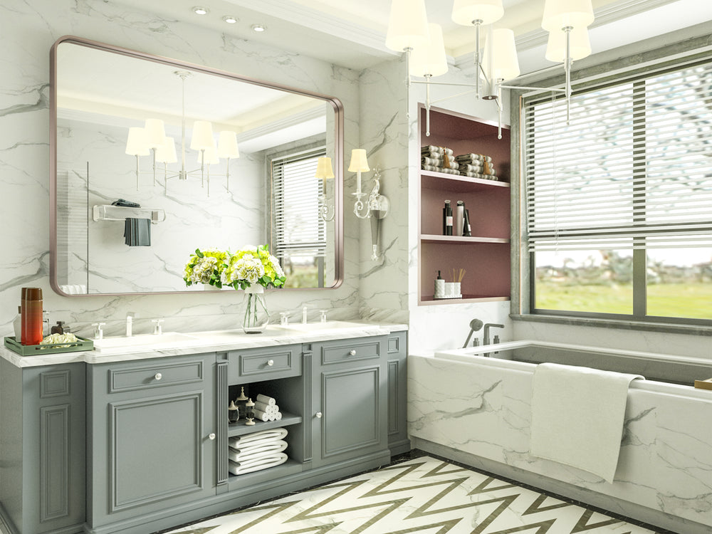 
                  
                    48" x 36" PILOCOS Classy Modern Rectangular Bathroom Vanity Mirror with Aluminum  Ribbed Texture Frame
                  
                