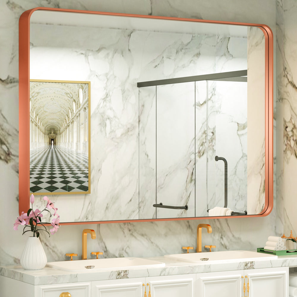 
                  
                    48" x 36" PILOCOS Classy Modern Rectangular Bathroom Vanity Mirror with Aluminum  Ribbed Texture Frame
                  
                