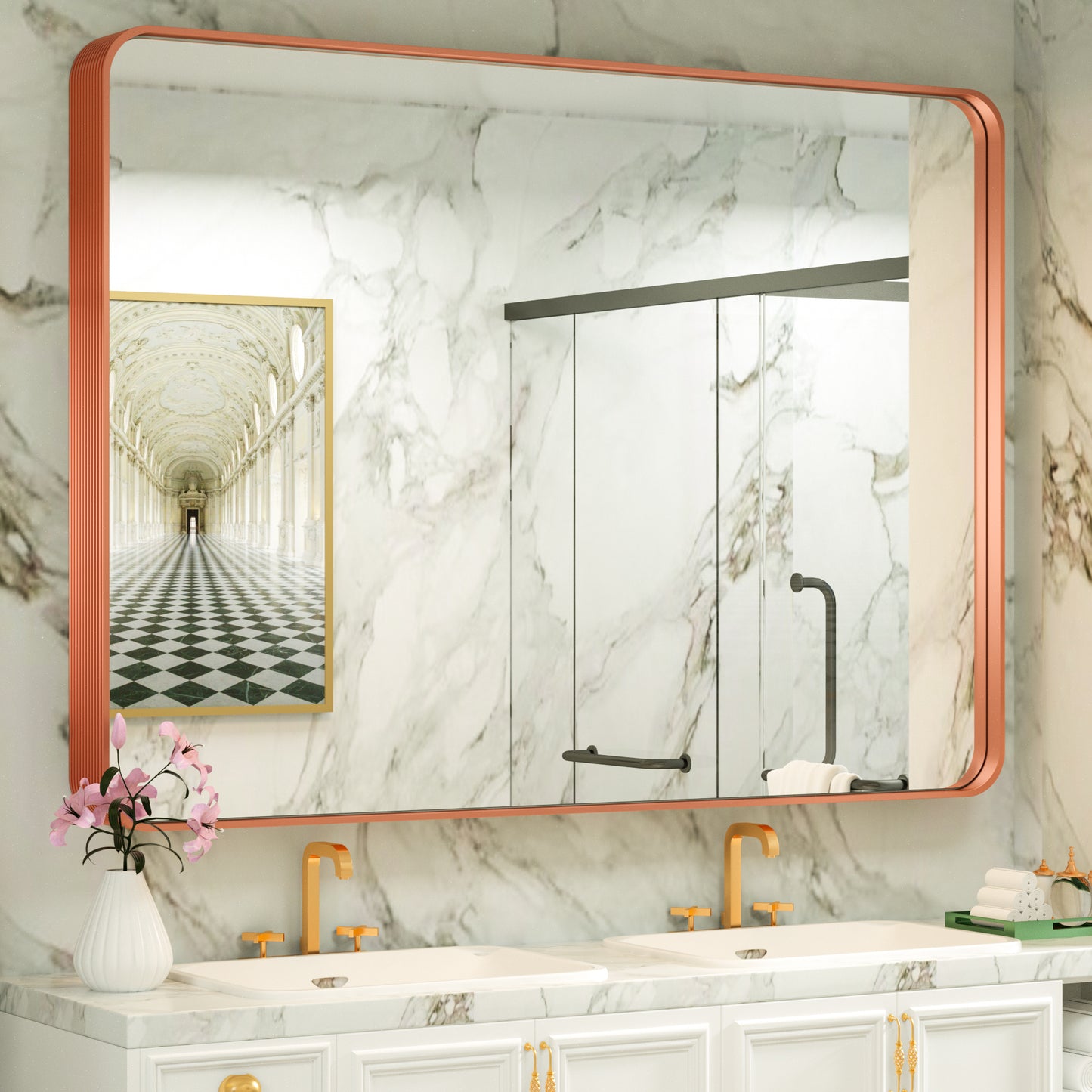 
                  
                    48" x 36" PILOCOS Classy Modern Rectangular Bathroom Vanity Mirror with Aluminum  Ribbed Texture Frame
                  
                