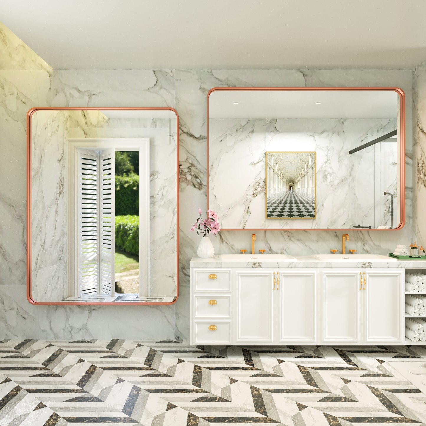 
                  
                    48" x 36" PILOCOS Classy Modern Rectangular Bathroom Vanity Mirror with Aluminum  Ribbed Texture Frame
                  
                