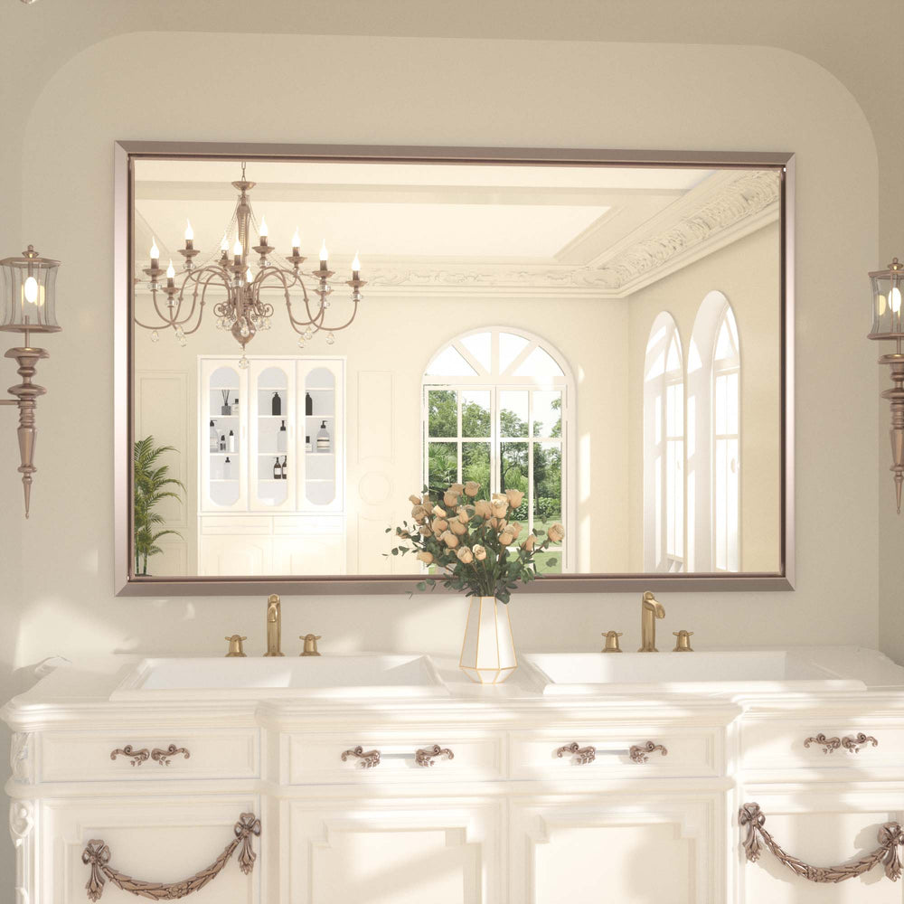 55 x 36 pouces | PILOCOS Miroirs de salle de bain rustiques modernes à grand cadre biseauté pour mur