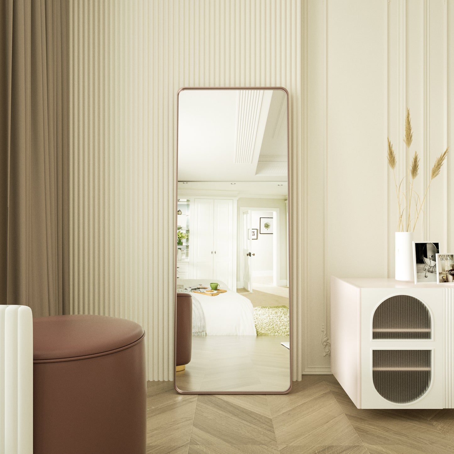 
                  
                    65“ x 22” PILOCOS Modern Full Length Tall Floor Brushed Striped Metal Frame Mirror (Leaning or Hanging)
                  
                