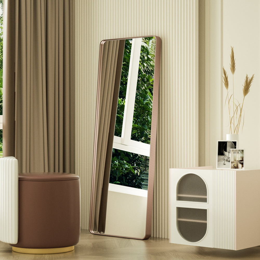 65“ x 22” PILOCOS Modern Full Length Tall Floor Brushed Striped Metal Frame Mirror (Leaning or Hanging)
