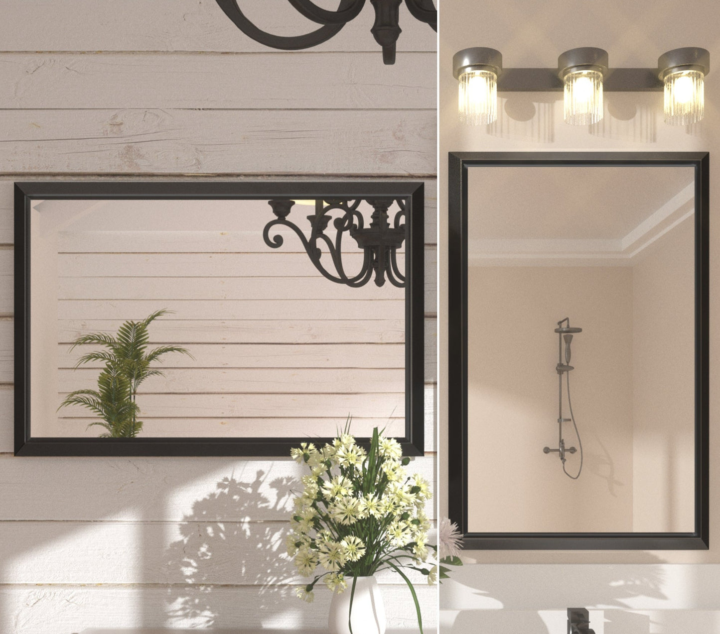 
                  
                    36 x 24 Inch | PILOCOS Modern Rustic Bathroom Wall Mirror with Beveled Aluminum Alloy Metal Frame
                  
                
