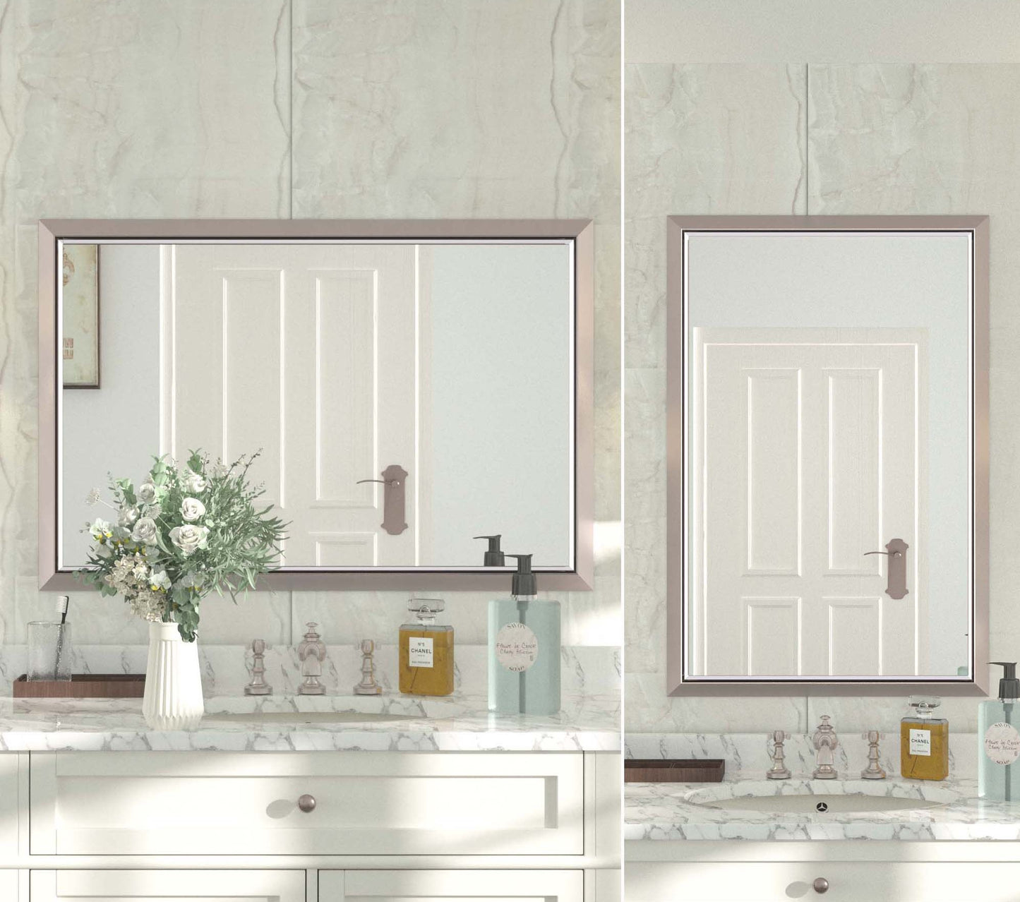 
                  
                    36 x 24 Inch | PILOCOS Modern Rustic Bathroom Wall Mirror with Beveled Aluminum Alloy Metal Frame
                  
                