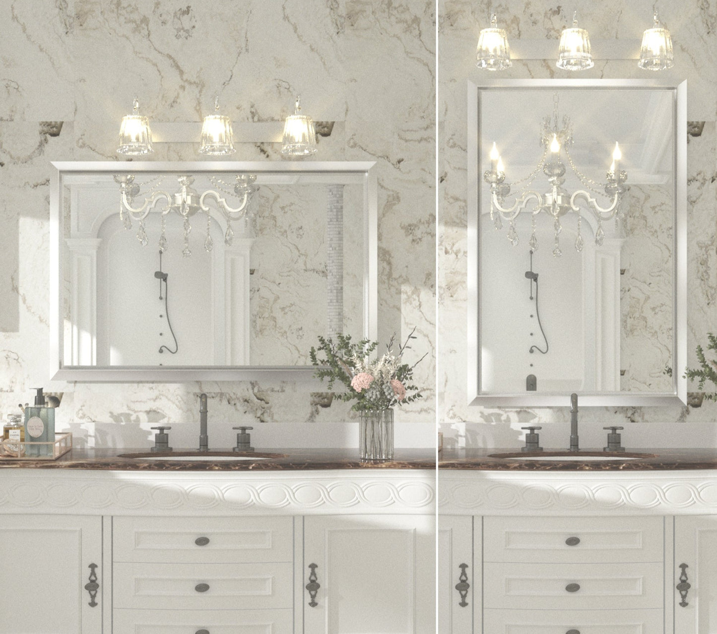 
                  
                    36 x 24 Inch | PILOCOS Modern Rustic Bathroom Wall Mirror with Beveled Aluminum Alloy Metal Frame
                  
                