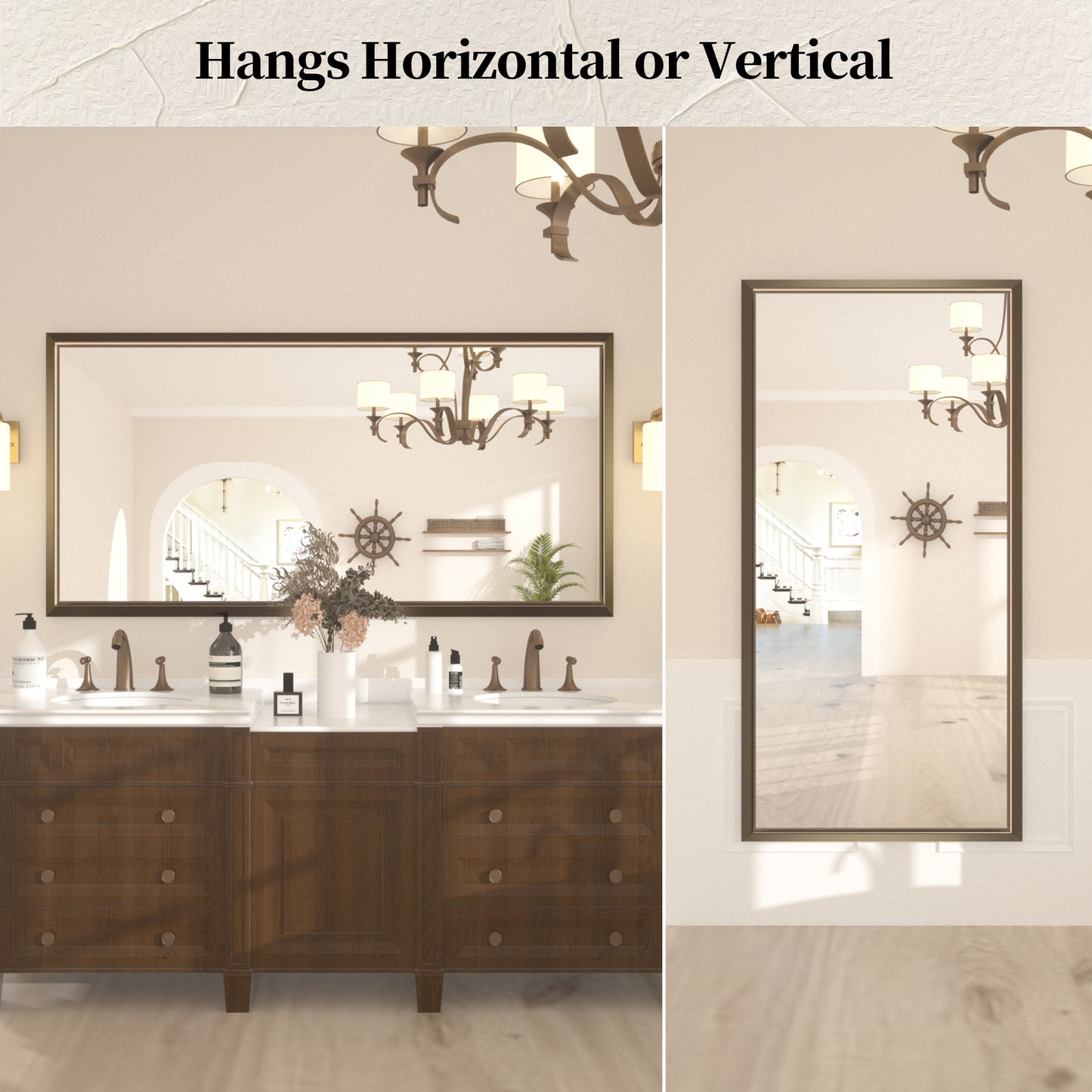 
                  
                    60 x 30 Inch | PILOCOS Large Elongated Vintage Beveled Frame Full Body Vanity Mirror
                  
                