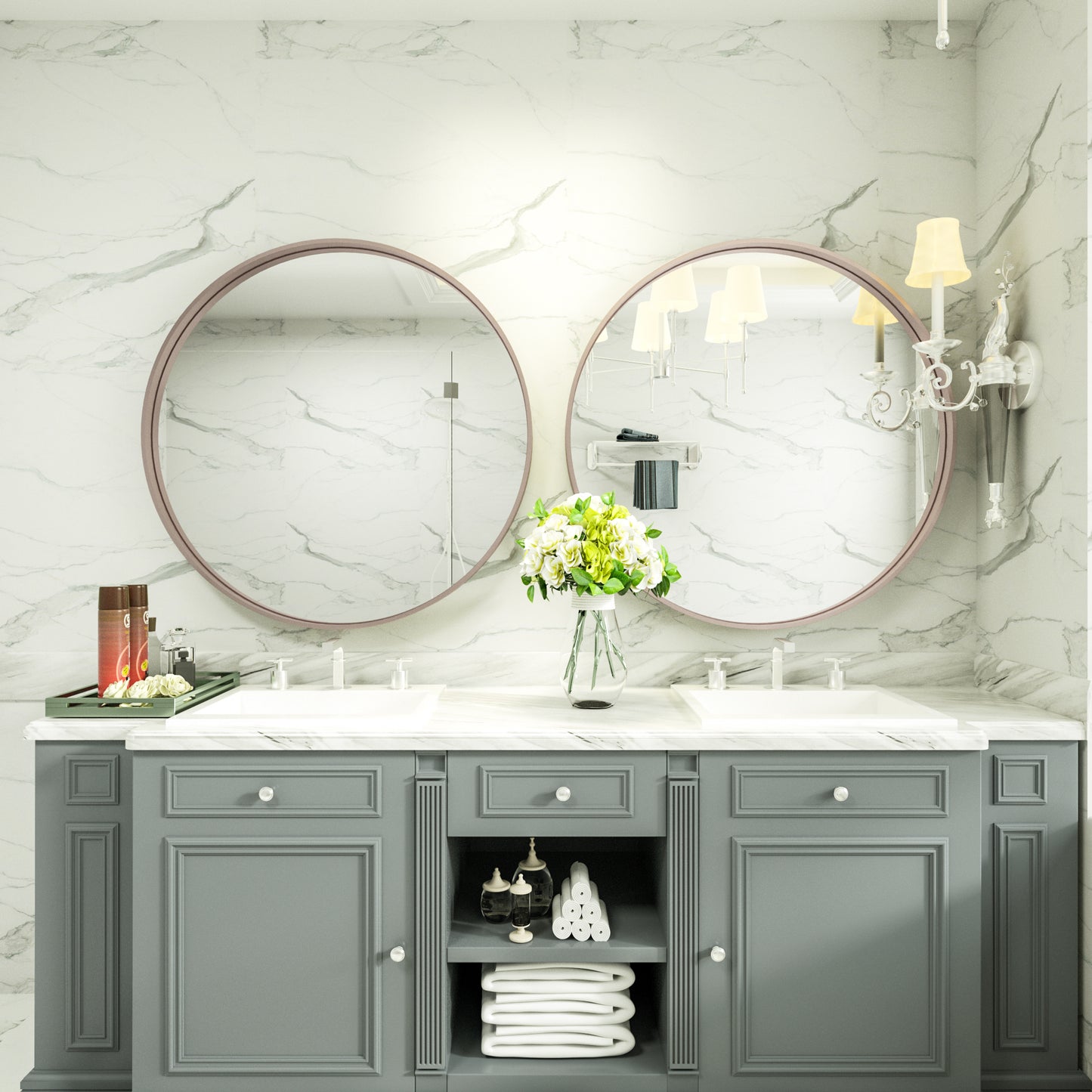 
                  
                    24 Inch | Minimalist Round Aluminum Metal Frame Wall-Mounted Vanity Mirror
                  
                