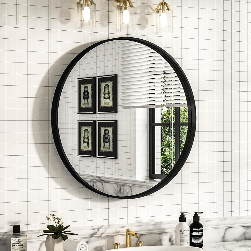 
                  
                    24 Inch | Minimalist Round Aluminum Metal Frame Wall-Mounted Vanity Mirror
                  
                