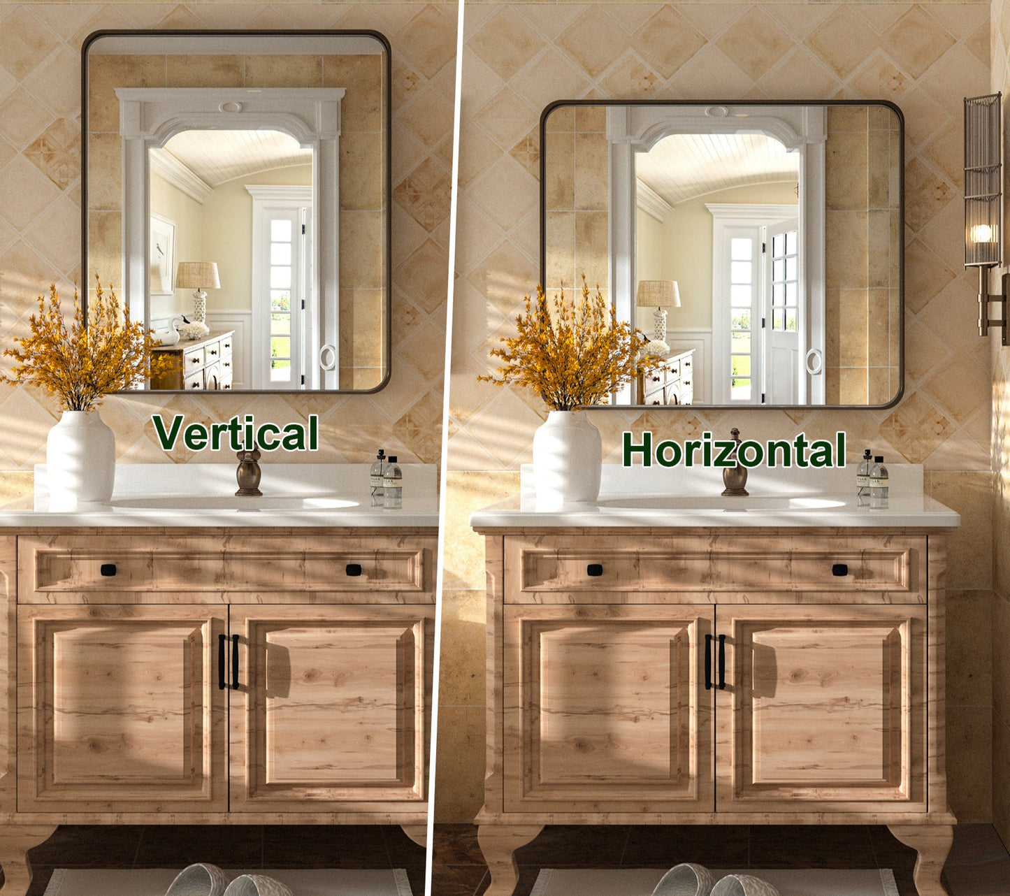 
                  
                    36" x 30" PILOCOS Modern Practical Aluminum Alloy Metal Frame Mirror for Bathroom Vanity - GL-Sink-Re-7691-cof - 7 - PILOCOS Mirror
                  
                