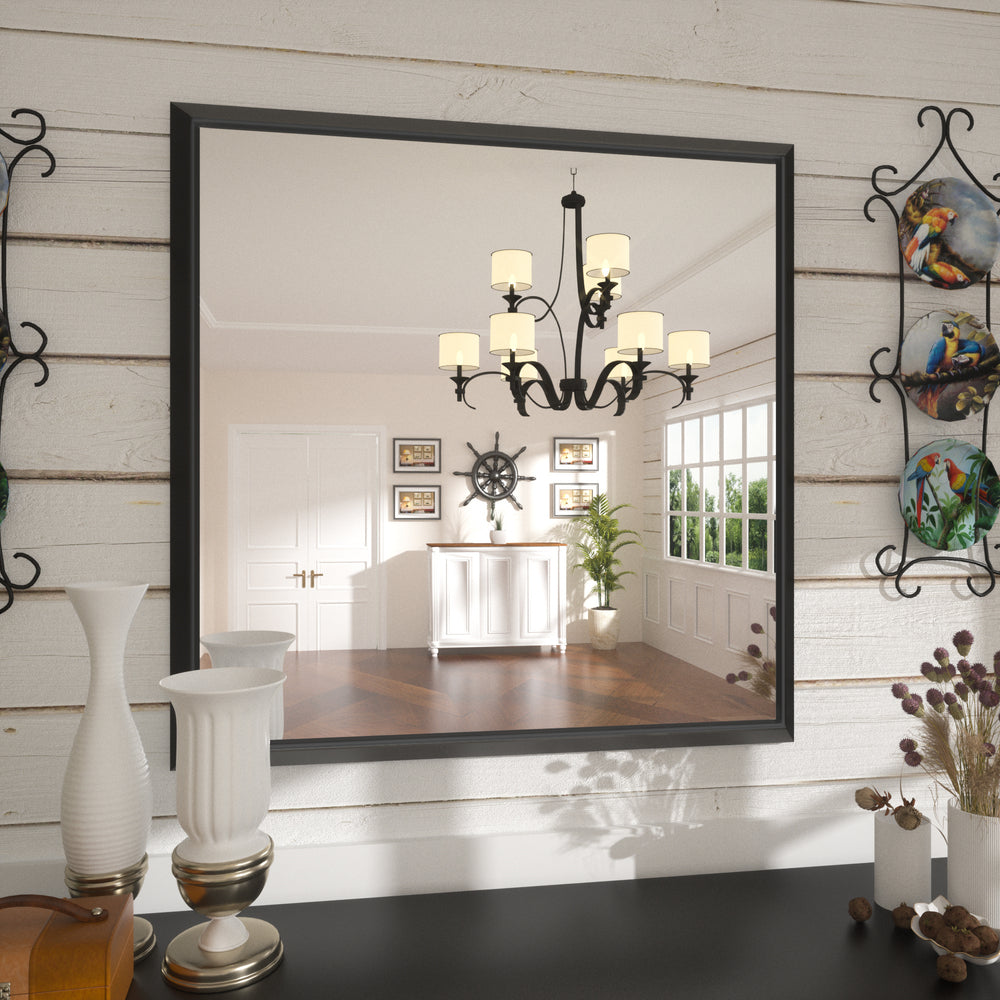 
                  
                    36 x 36 pouces | PILOCOS Miroir à cadre carré en aluminium biseauté vintage et rustique pour salle de bain vanité
                  
                