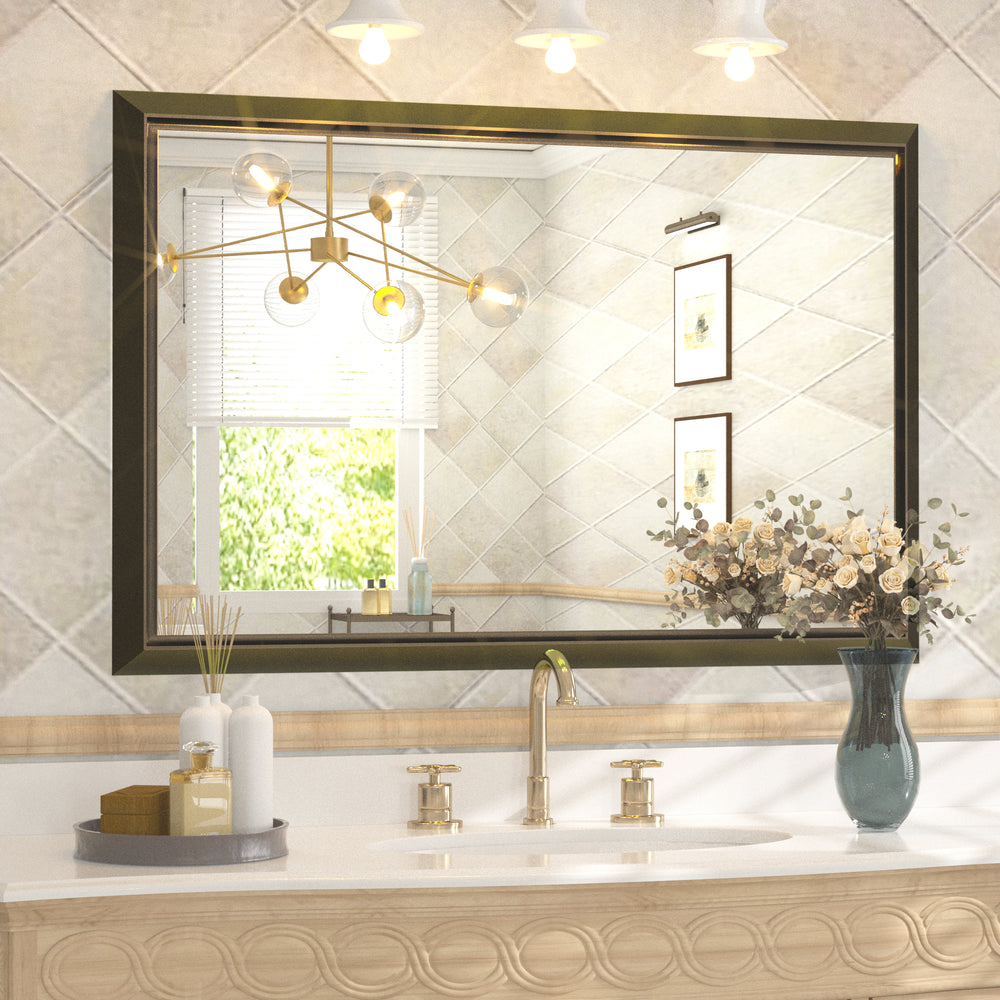 
                  
                    36 x 24 Inch | PILOCOS Modern Rustic Bathroom Wall Mirror with Beveled Aluminum Alloy Metal Frame
                  
                