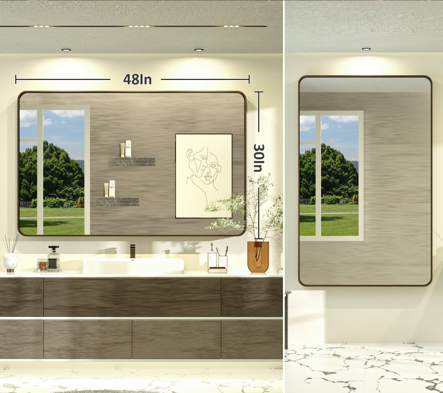 
                  
                    55 "x 36" PILOCOS Grands miroirs de vanité de salle de bain muraux luxueux
                  
                