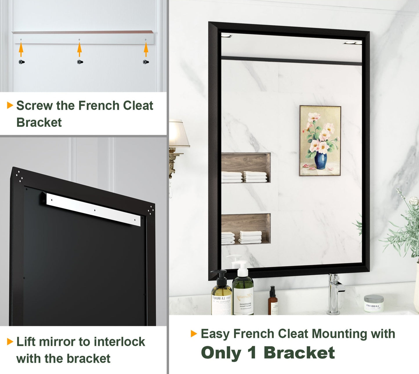 
                  
                    36 x 24 Inch | PILOCOS Modern Rustic Bathroom Wall Mirror with Beveled Aluminum Alloy Metal Frame
                  
                