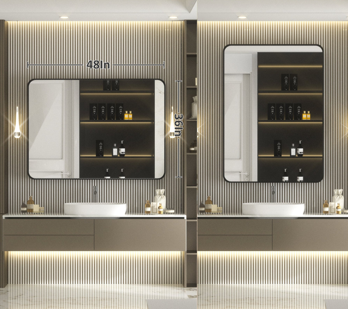 
                  
                    48" x 36" PILOCOS Classy Modern Rectangular Bathroom Vanity Mirror with Aluminum  Ribbed Texture Frame
                  
                