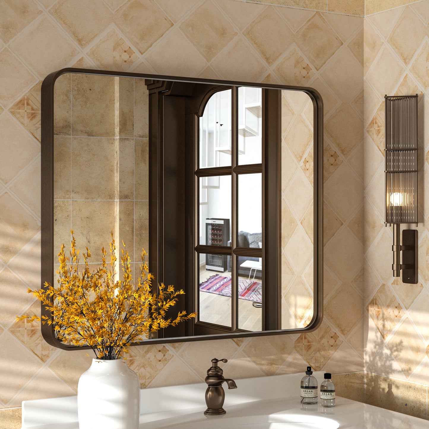 
                  
                    36" x 30" PILOCOS Modern Practical Aluminum Alloy Metal Frame Mirror for Bathroom Vanity - GL-Sink-Re-7691-cof - 4 - PILOCOS Mirror
                  
                