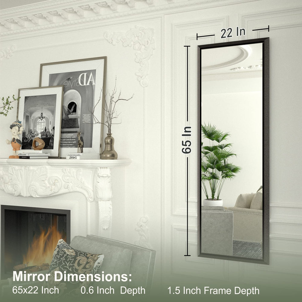 
                  
                    PILOCOS Miroir pleine longueur amélioré de 65 x 22 pouces, miroir mural avec cadre biseauté en alliage d'aluminium stéréoscopique, miroir complet pour salon (appuyé ou accroché au mur)
                  
                