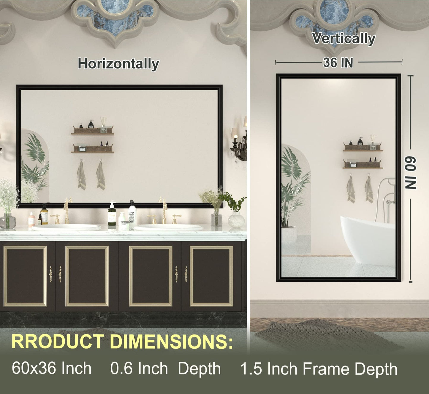 
                  
                    60 x 36 Inch | PILOCOS Large Elongated Premium Beveled Frame Full Body Dressing Mirror
                  
                