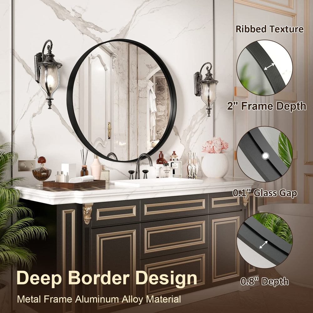 
                  
                    36 Inch | Large Minimalist Circular Deisgn Mirror with Ribbed Texture Aluminum Alloy Metal Frame, for Bedroom/Bathroom Vanity
                  
                