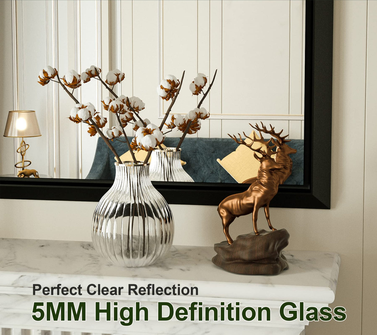 
                  
                    48 x 30 Inch | PILOCOS Retro Farmhouse Decorative Mirror for Bathroom with Beveled Metal Frame
                  
                