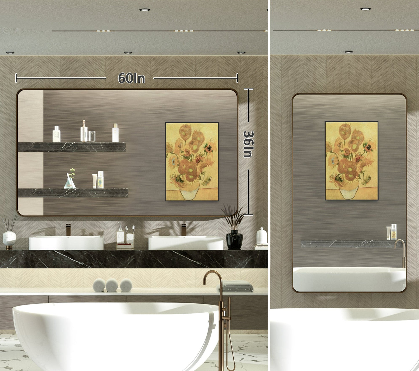 
                  
                    60" x 36" PILOCOS Glamorous Decor Mirror extra large pour salle de bain, meuble-lavabo de chambre
                  
                