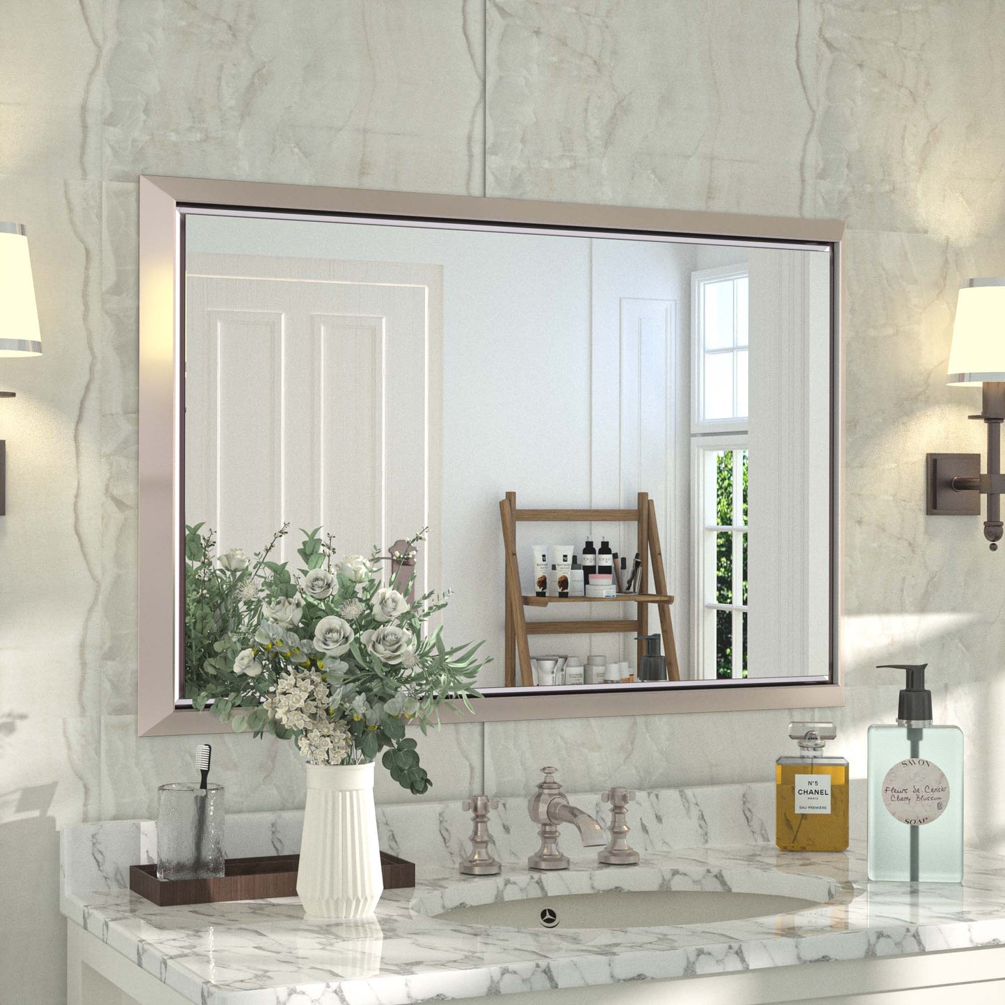 
                  
                    36 x 24 Inch | PILOCOS Modern Rustic Bathroom Wall Mirror with Beveled Aluminum Alloy Metal Frame
                  
                