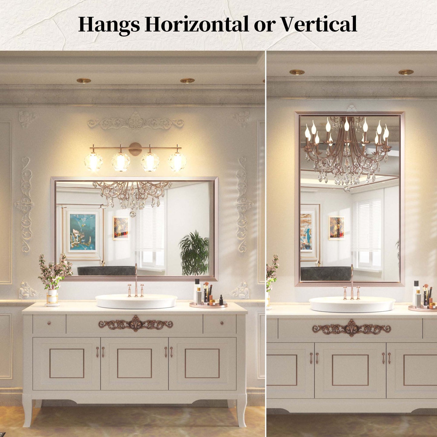 
                  
                    48 x 30 Inch | PILOCOS Retro Farmhouse Decorative Mirror for Bathroom with Beveled Metal Frame
                  
                