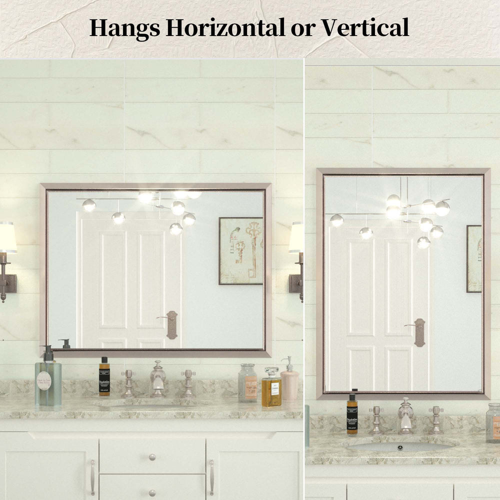 
                  
                    40 x 30 Inch | PILOCOS Modern Rustic Rectangular Beveled Frame Bathroom Vanity Mirror
                  
                