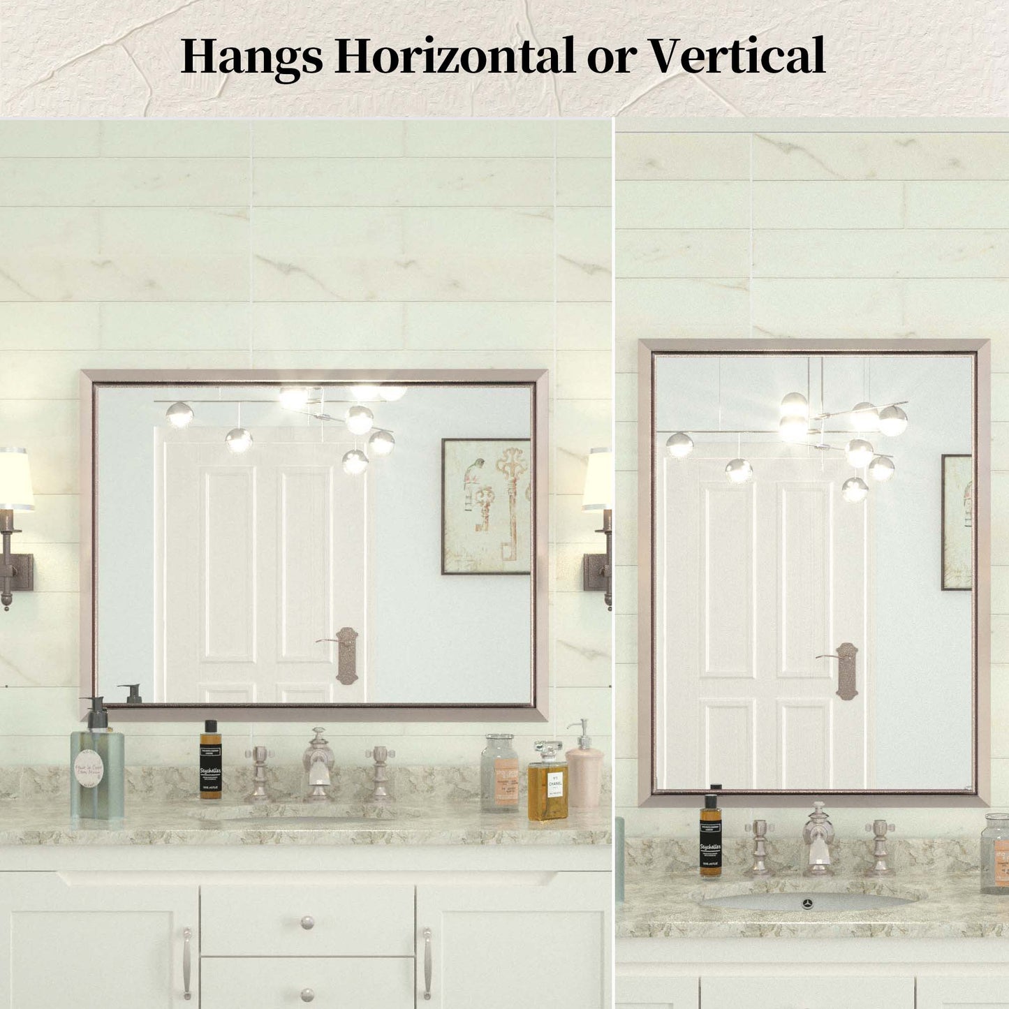 
                  
                    40 x 30 Inch | PILOCOS Modern Rustic Rectangular Beveled Frame Bathroom Vanity Mirror
                  
                