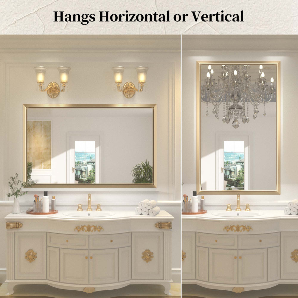 
                  
                    48 x 30 Inch | PILOCOS Retro Farmhouse Decorative Mirror for Bathroom with Beveled Metal Frame
                  
                