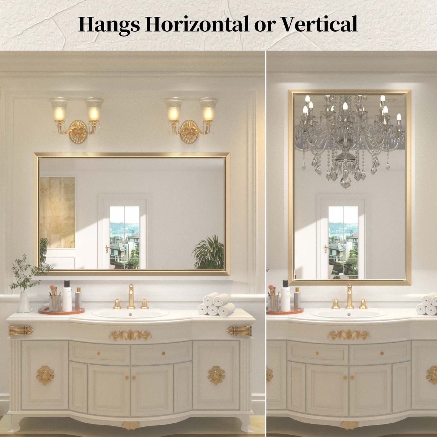 
                  
                    48 x 30 Inch | PILOCOS Retro Farmhouse Decorative Mirror for Bathroom with Beveled Metal Frame
                  
                