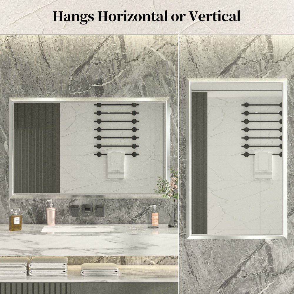 
                  
                    48 x 30 Inch | PILOCOS Retro Farmhouse Decorative Mirror for Bathroom with Beveled Metal Frame
                  
                